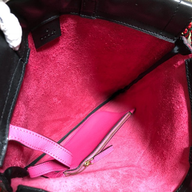 Gucci雙肩包 523586 古馳LOGO印花小號束帶背包 gucci真皮女士後背包  gqy2120